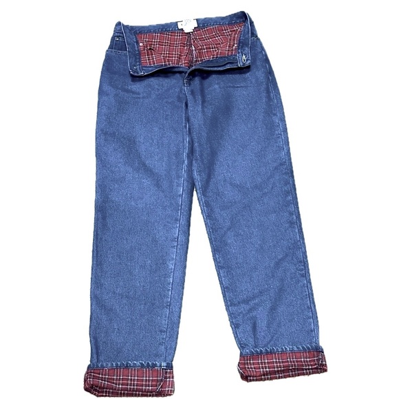 👖🎒 L.L. BEAN Vintage Flannel-Lined Jeans | 80s 90s Original Fit Blue Denim 12T - Picture 1 of 7